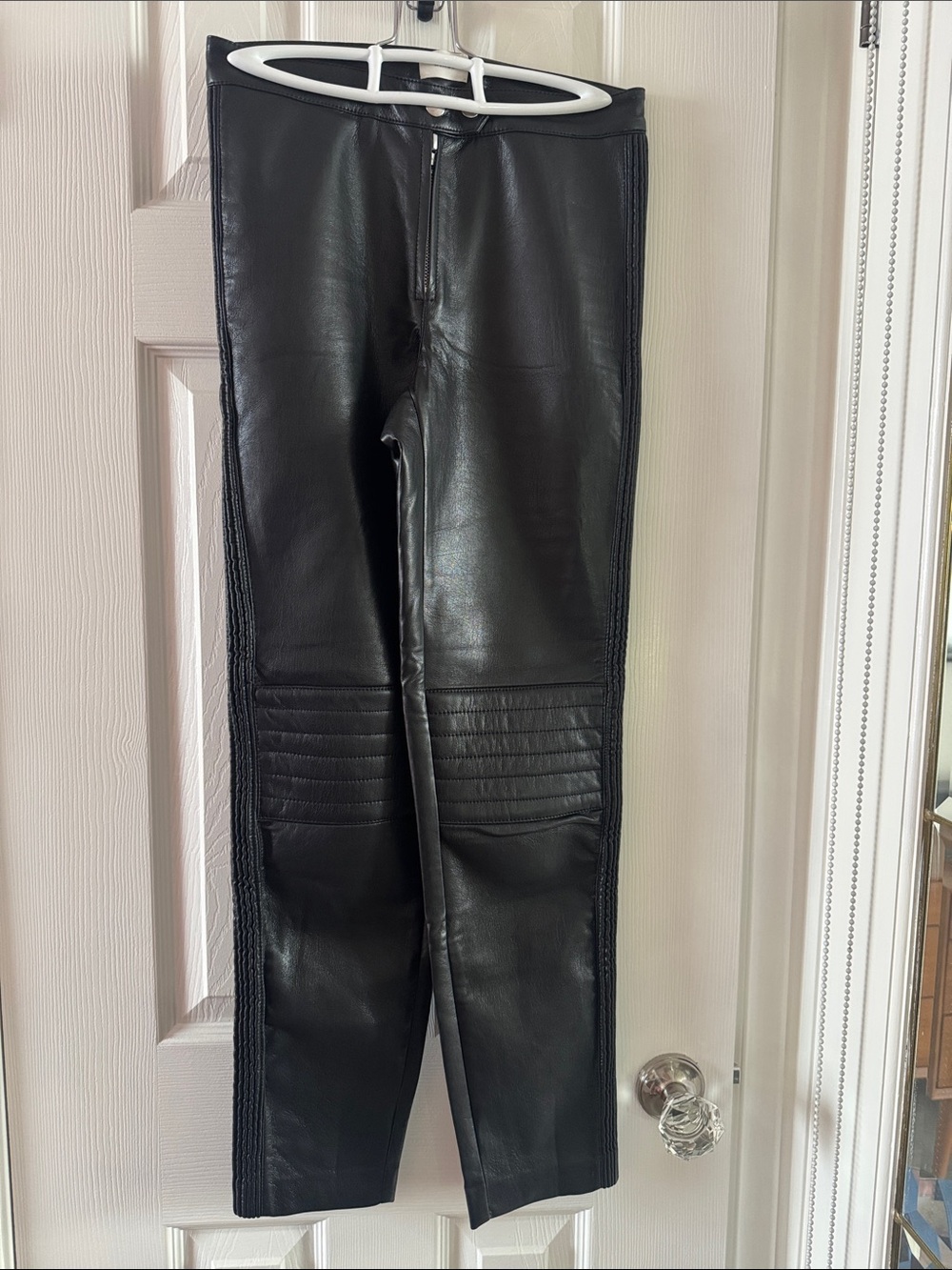 Aritzia Black Faux Leather Moto Pants, Size 2